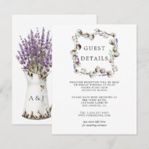 Watercolor Cotton Lavender Wedding Guest Details E