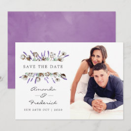Watercolor Cotton Lavender Wedding Save the Date Einladung