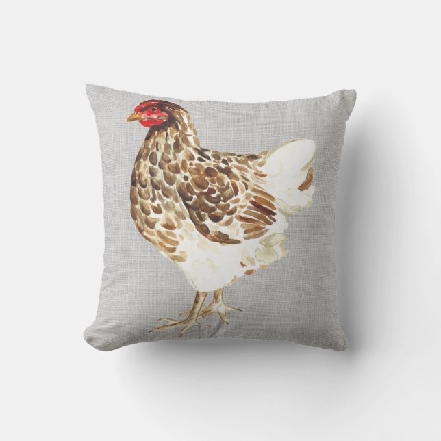 Watercolor Country Hen Kissen (Vorderseite)