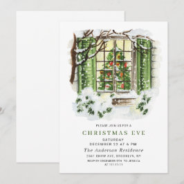 Watercolor Country Holiday House CHRISTMAVE Einladung