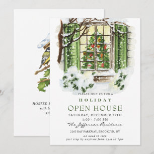 Watercolor Country Holiday Weihnachts-Open House Einladung