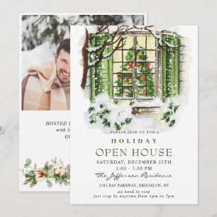 Watercolor Country Holiday Weihnachts-Open House Einladung