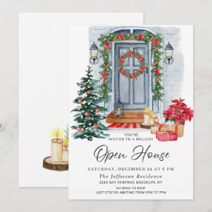 Watercolor Country Holiday Weihnachts-Open House Einladung