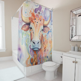 Watercolor Cow Bubbly Soft Duschvorhang