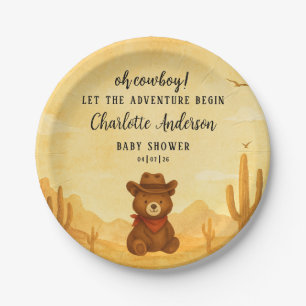 Watercolor-Cowboy-Baby-Shower Junge Pappteller