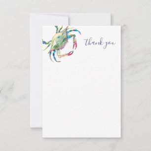 Watercolor Crab Beach Merci Cartes