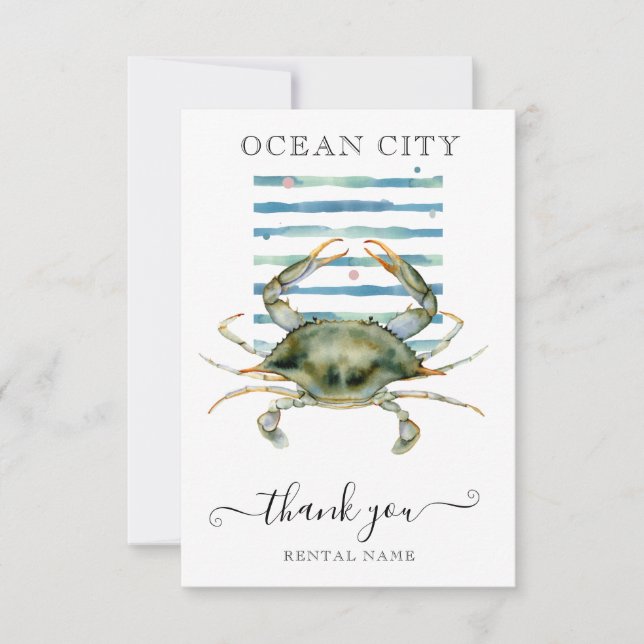WATERCOLOR CRAB, STRANDSTADT, OZEAN CITY DANKE (Vorderseite)