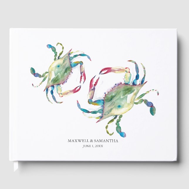 Watercolor Crab Wedding Gästebuch (Vorderseite)