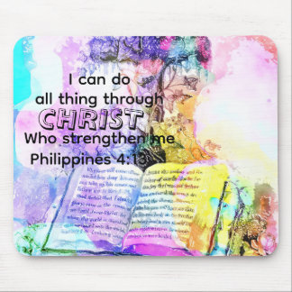 Watercolor cross bible verse Christian  Mousepad