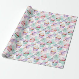 Watercolor Cupcake Lavender Pastel Baking Geschenkpapier