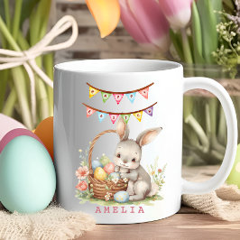 Watercolor Custom Name Easter Bunny Mug For Kids Kaffeetasse