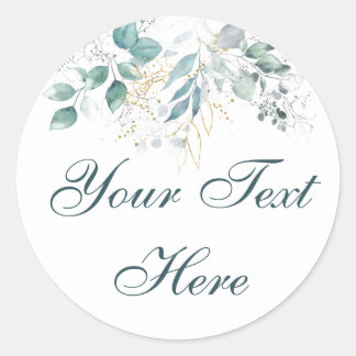 Watercolor Custom Text Classic Round Aufkleber