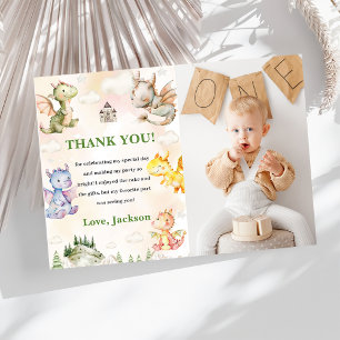 Watercolor Cute Dragon Carte de remerciements d'an