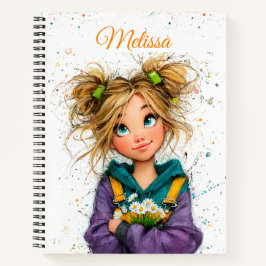 Watercolor Cute Quirky Girl Notizbuch