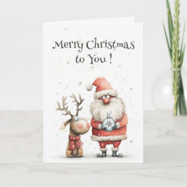 Watercolor Cute Whimsical Merry Christmas Folded  Karte