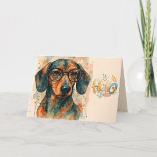 Watercolor Dachshund Hello Greeting Card Karte