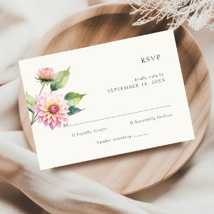 Watercolor Dahlia Blume Wedding RSVP Karte