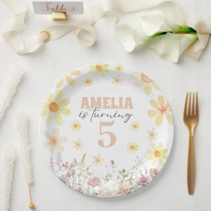Watercolor Daisy Birthday Pappteller