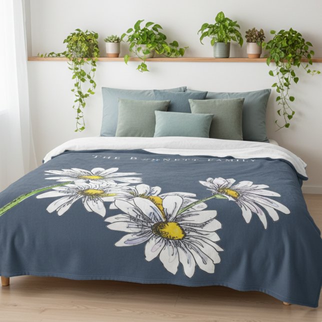 Watercolor Daisy Boho Family Christmas Gift Fleecedecke (Von Creator hochgeladen)