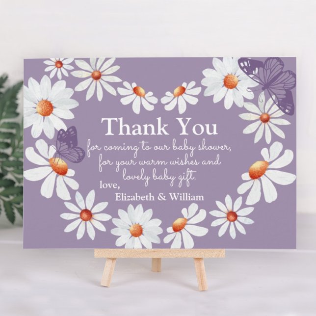Watercolor Daisy & Butterfly Babydusche Vielen Dan Dankeskarte (Von Creator hochgeladen)
