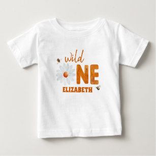Watercolor Daisy Wild Ein 1. Geburtstag Mädchen Na Baby T-shirt