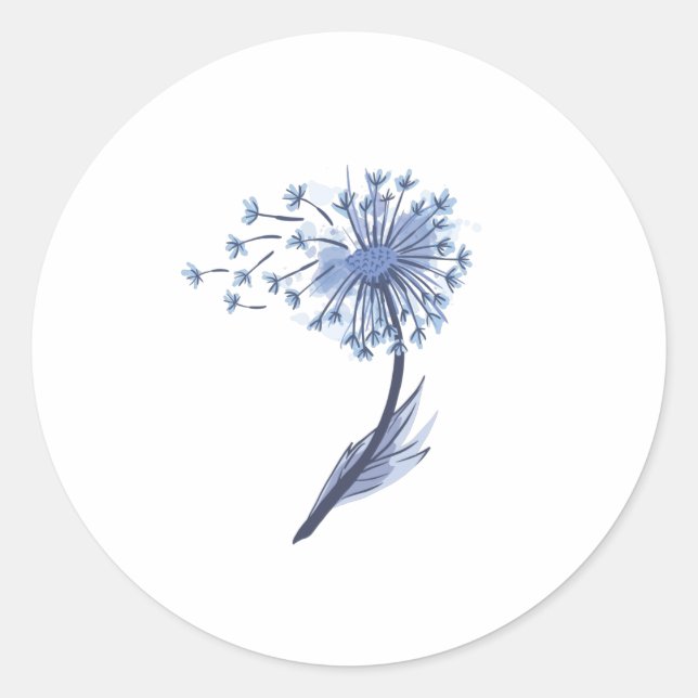 Watercolor Dandelion Runder Aufkleber (Vorderseite)