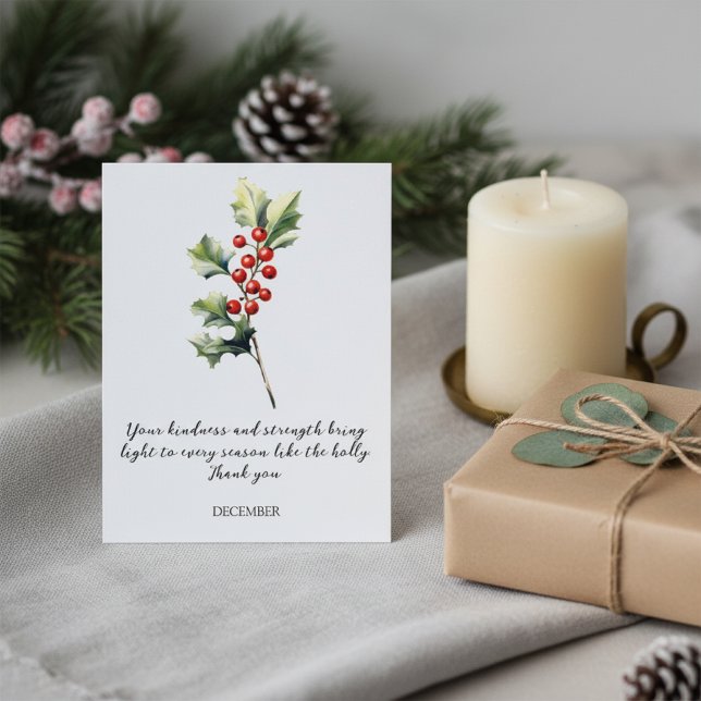 WATERCOLOR DECEMBER HOLLY BIRTH FLOWER POSTKARTE (Von Creator hochgeladen)