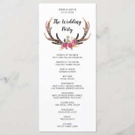 Watercolor Deer Antlers Country Wedding Rackcard Programm
