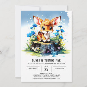 Watercolor Deer Boho Boy Birthday Einladung