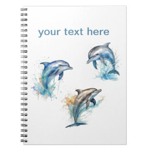 Watercolor-Delfin-Trio, individuell anpassbar Notizblock