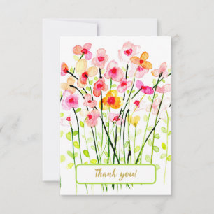 Watercolor delikate Wildblumen. Vielen Dank Dankeskarte
