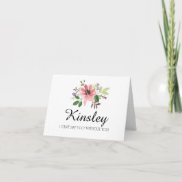 Watercolor, den rosa Blume | sprengte, ist meine Einladung