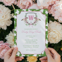 Watercolor Derby Day Horse Monogram Crest Party