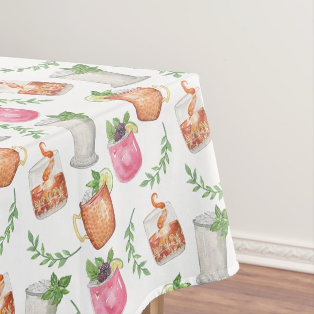 Watercolor Derby Day Mint Julep Drinks Tischdecke (Beispiel)