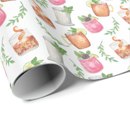 Watercolor Derby Day Mint Julep Getränke Geschenkpapier