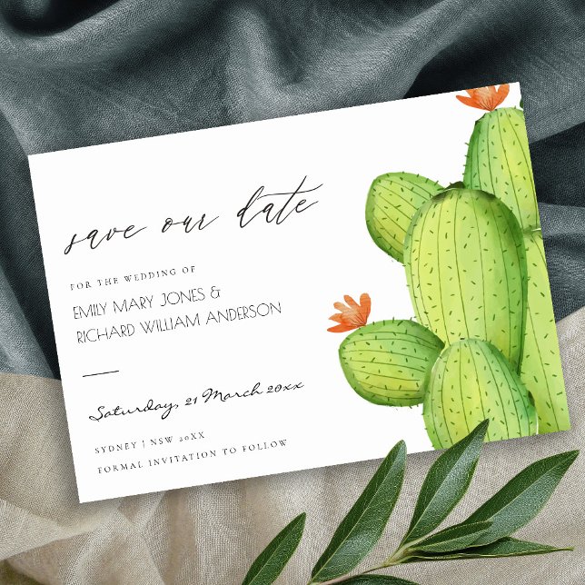 WATERCOLOR DESERT CACTUS BLUME SAVE THE DATE (Von Creator hochgeladen)