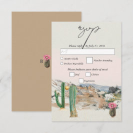 Watercolor Desert Cactus Boho Wedding RSVP Karte