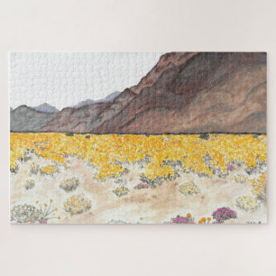 Watercolor Desert Fleur sauvage Scene Puzzle