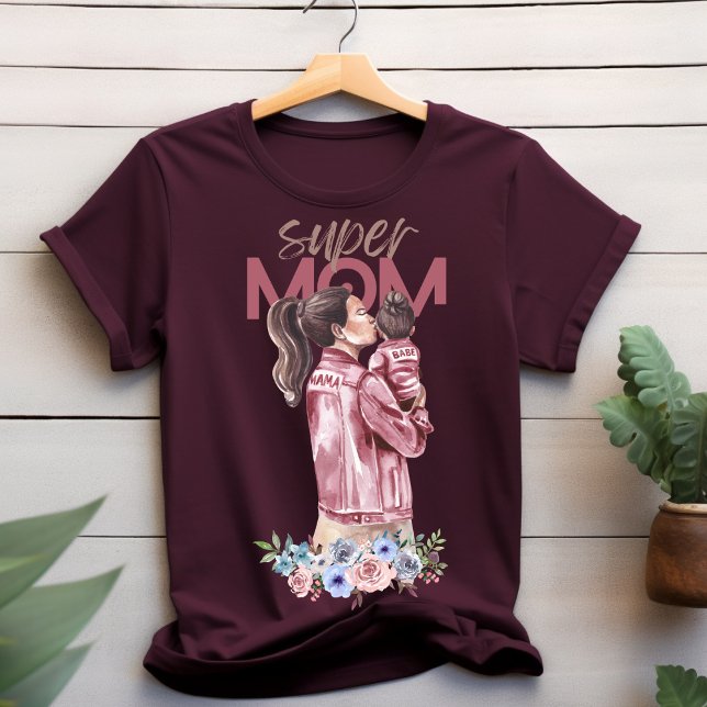Watercolor-Design-T - Shirt für Super-Mama (Von Creator hochgeladen)