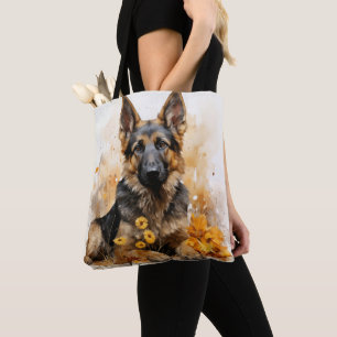 WATERCOLOR DEUTSCHE SCHEPHERHERD DOG TASCHE