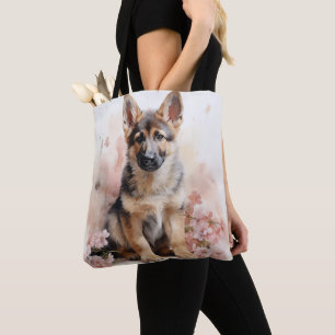 WATERCOLOR DEUTSCHE SCHEPHERHERDE PUPPY HUND TASCHE