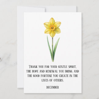 WATERCOLOR DEZEMBER NARZISSE GEBURTSBLUME DANKESKARTE