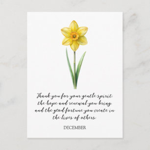 WATERCOLOR DEZEMBER NARZISSE GEBURTSBLUME POSTKARTE