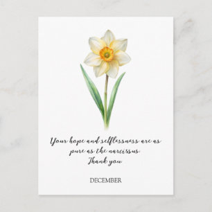 WATERCOLOR DEZEMBER NARZISSE GEBURTSBLUME POSTKARTE