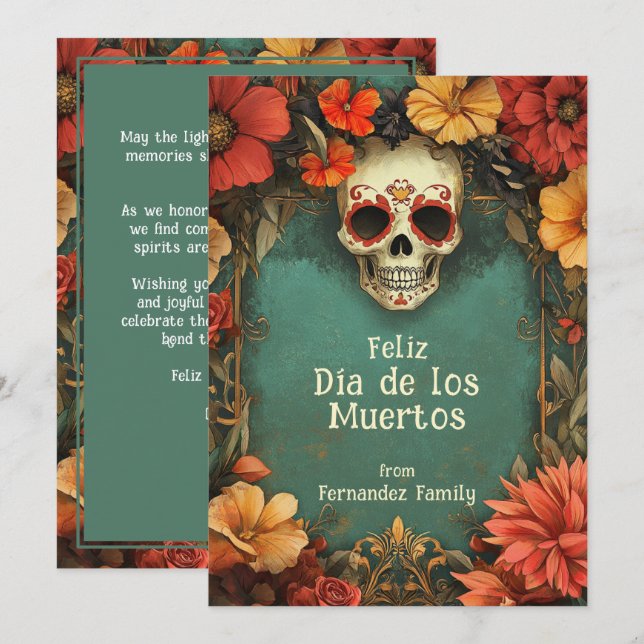 💀 🎉 Watercolor Día de Muertos Grußkarte (Vorne/Hinten)