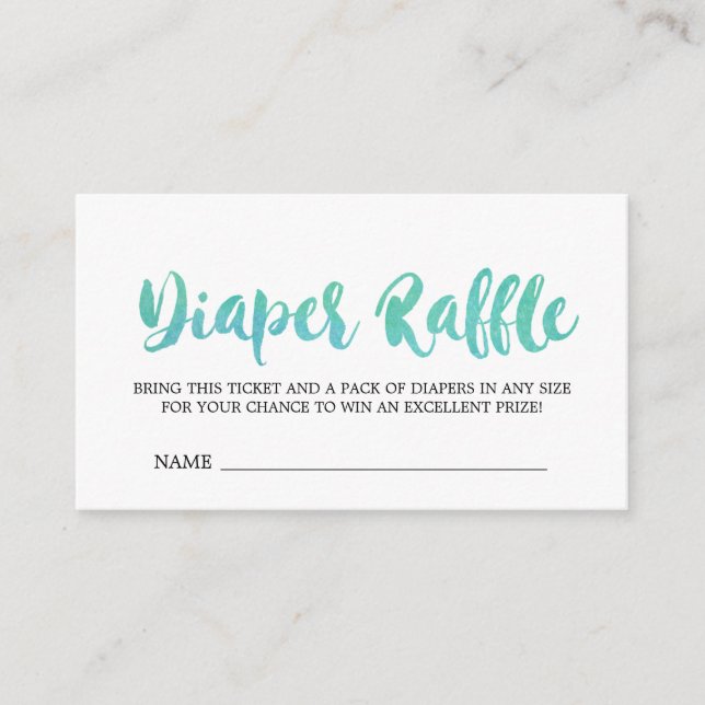 Watercolor Diaper Raffle Invitation Insert (Vorderseite)