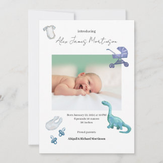 Watercolor Dino Geburtsankündigung eines Babys Ankündigung