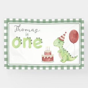 Watercolor-Dinosaur 1. Geburtstag Willkommen Banner