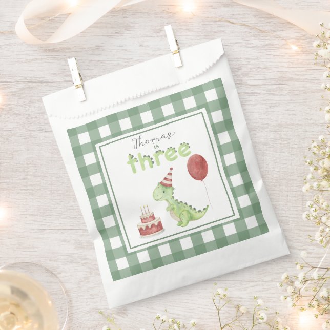 Watercolor Dinosaur 3rd birthday Geschenktütchen (Ausgeschnitten)