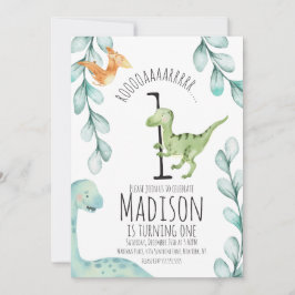 Watercolor Dinosaurier Erste Geburtstagsparty Einladung